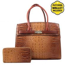 Load image into Gallery viewer, Fashion Faux Crocodile Handbag + Wallet
